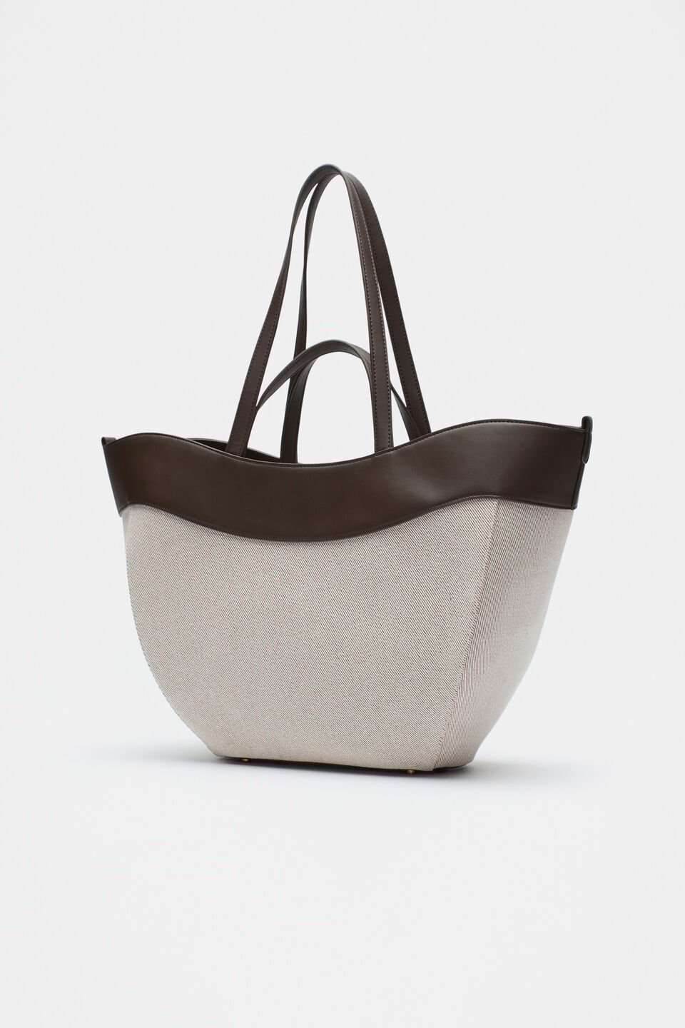 Textured Curved Tote  Dark Espresso