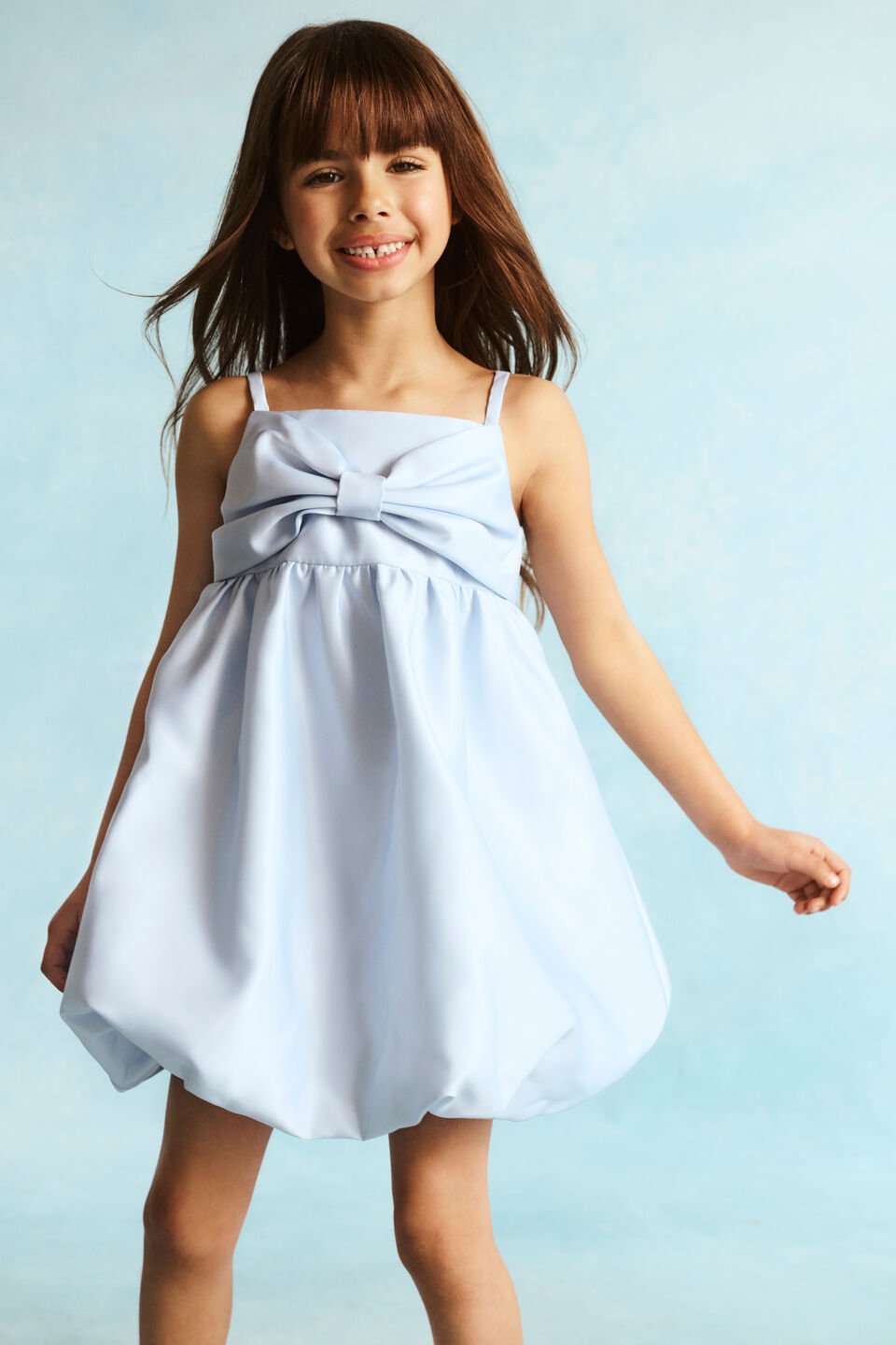 Satin Bubble Dress  Ice Blue