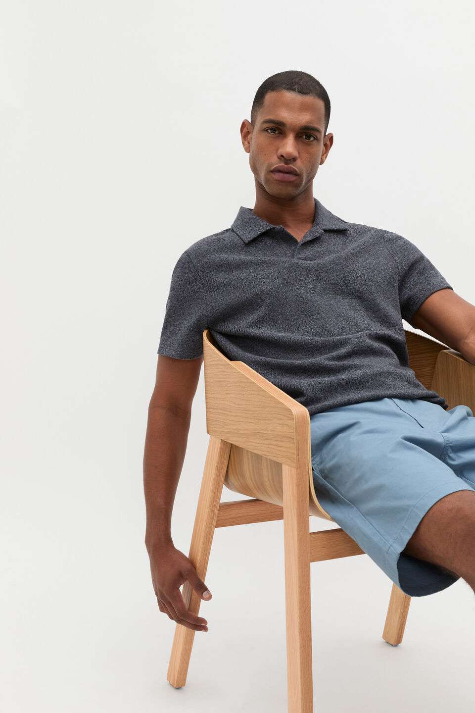 Marled Polo Shirt  Midnight Fleck