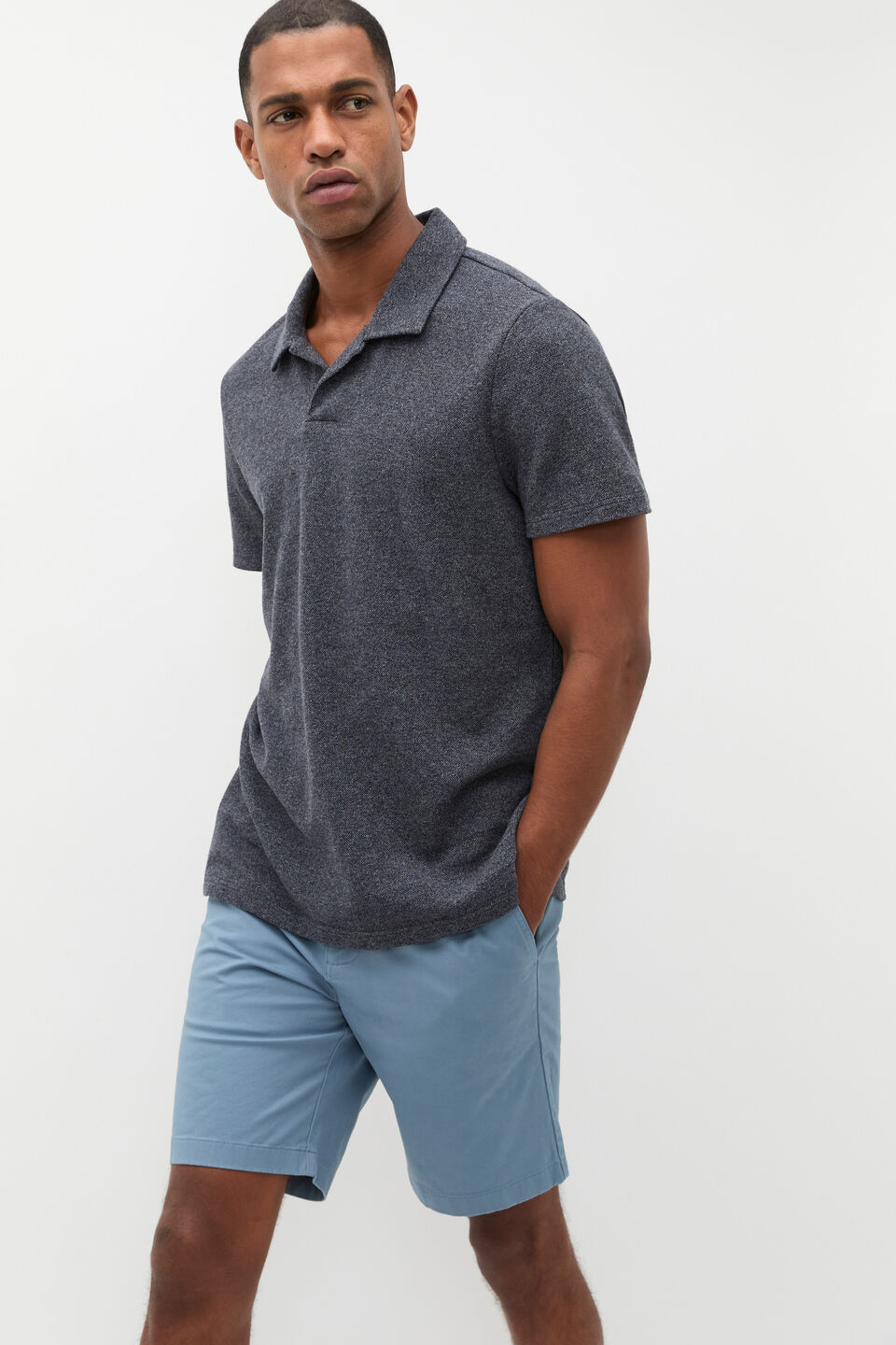 Marled Polo Shirt  Midnight Fleck