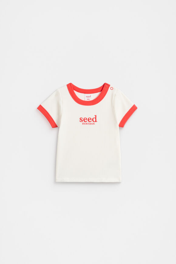 Core Rib Logo Tee  Strawberry Red  hi-res