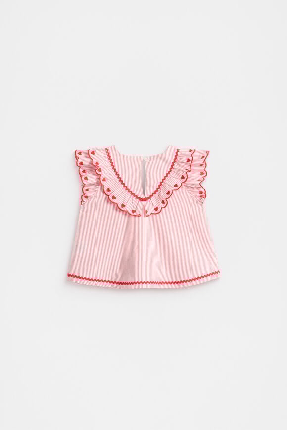 Stripe Scallop Top  Strawberry Red  hi-res