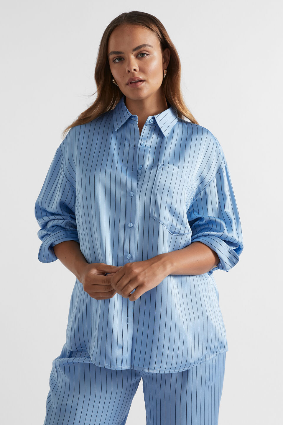 Pinstripe Pocket Shirt  Capri Stripe