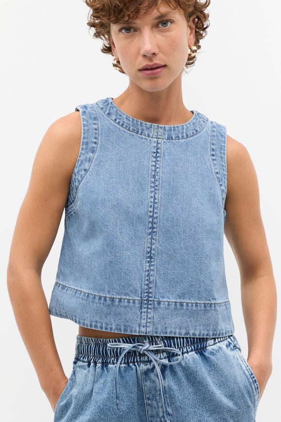 Denim Shell Top  Mist Blue Wash  hi-res