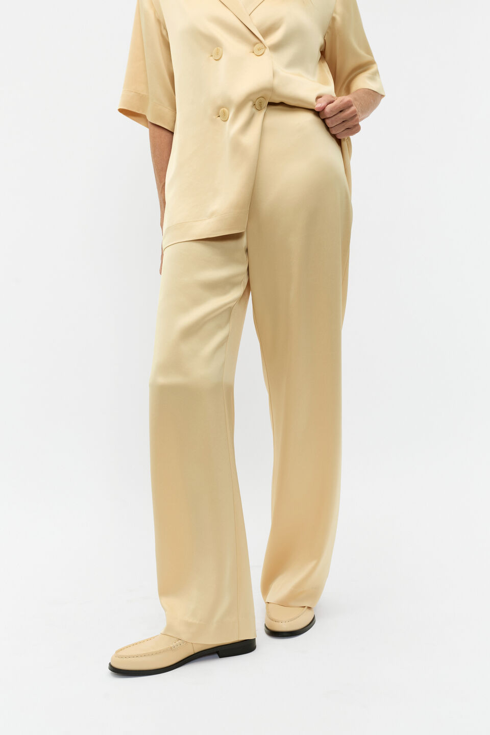 Satin Wide Leg Pant  Marzipan