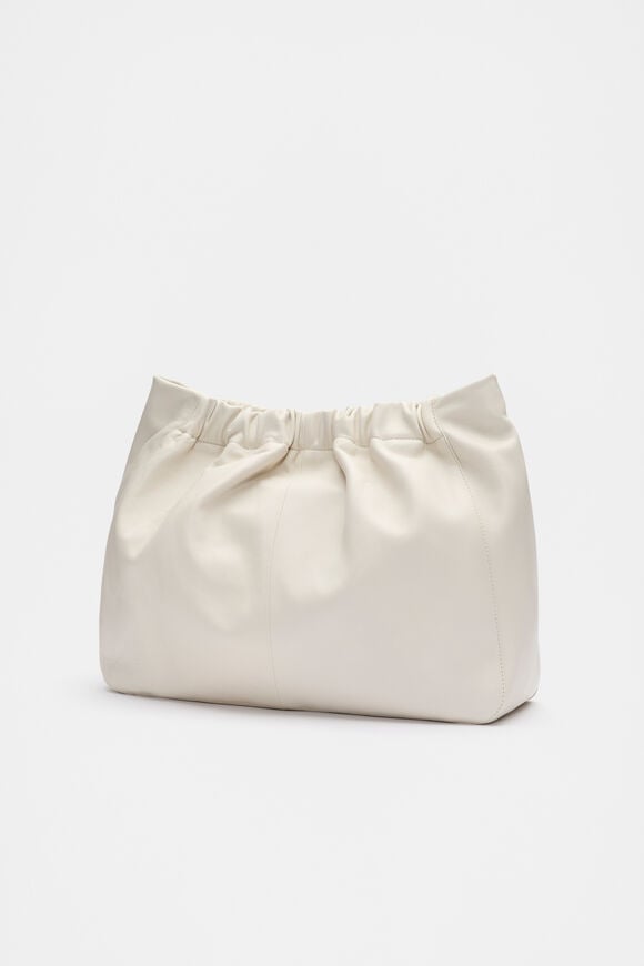 Leather Rouched Tote  Cream  hi-res