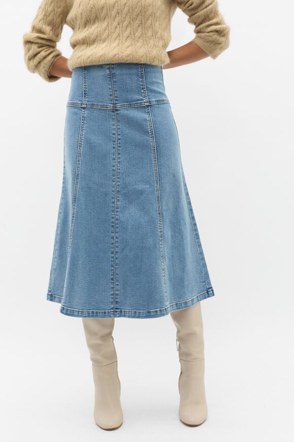 Denim Fit Flare Skirt  Ice Blue Wash  hi-res