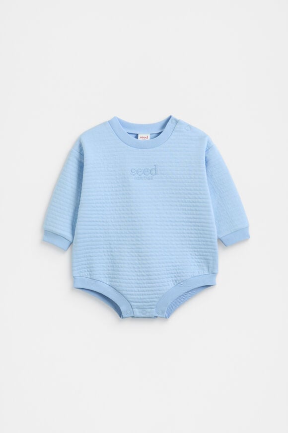 Quilted Logo Romper  Clear Blue  hi-res