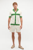 Contrast Trim Knit Shirt  Pea Green  hi-res