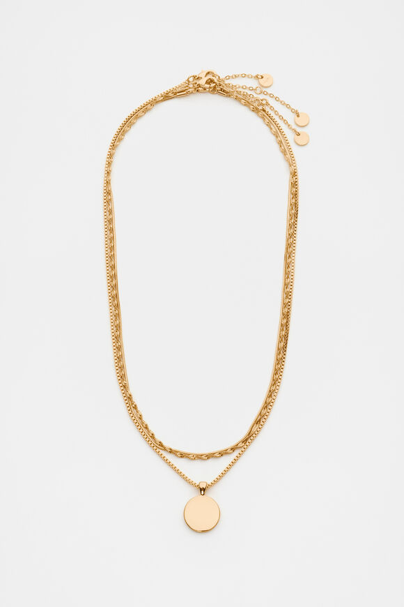 Disc Pendant Necklace  Gold  hi-res