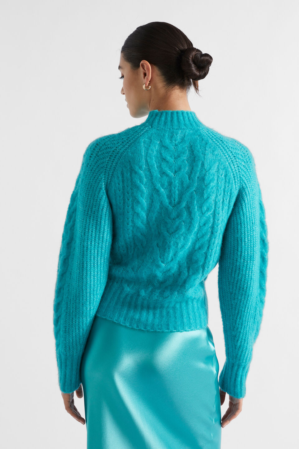 Plait Cable Knit  Peacock Blue Twist