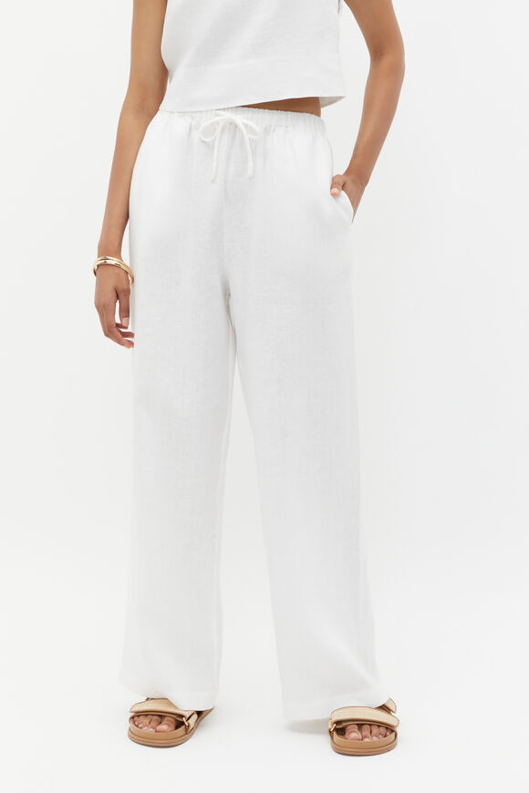 Core Linen Wide Leg Tie Pant  Whisper White  hi-res