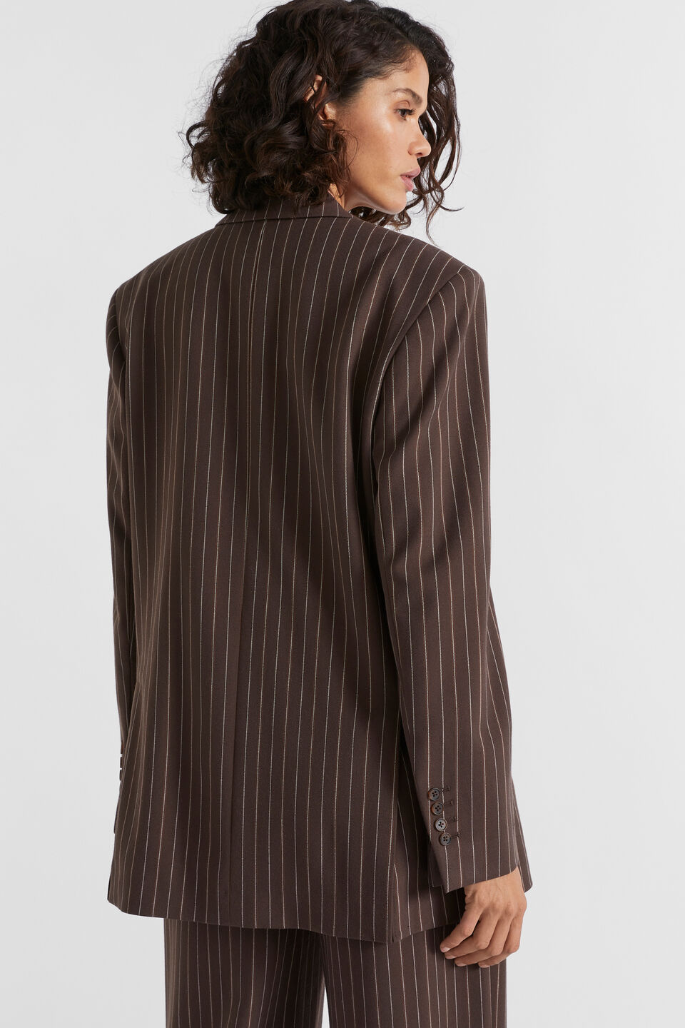 Tailored Single Breasted Blazer  Dark Espresso Pinstripe
