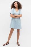 Linen V Neck Flutter Sleeve Mini Dress  Bluebell  hi-res