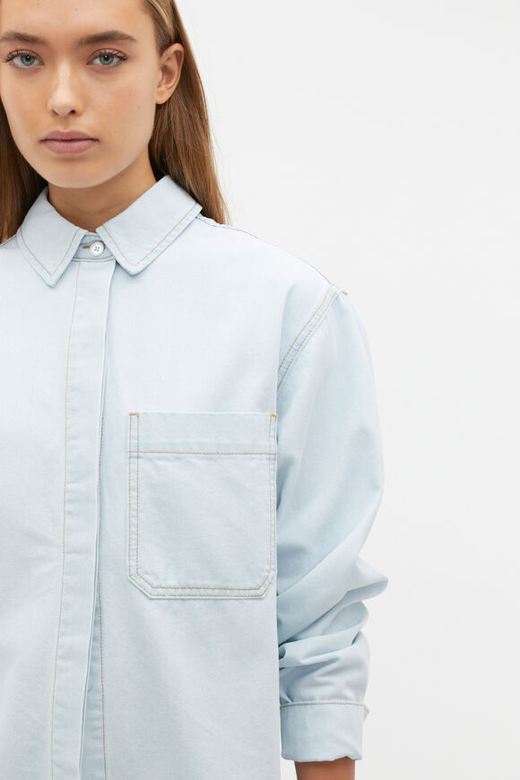 Denim Button Down Shirt  Stone Blue Wash  hi-res