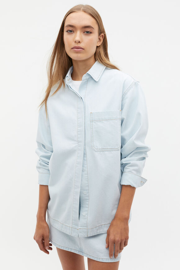 Denim Button Down Shirt  Stone Blue Wash  hi-res