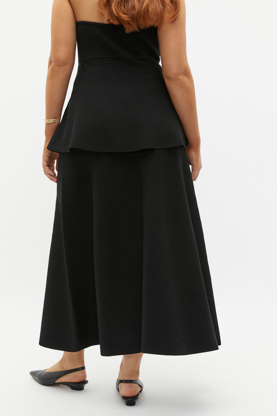 Crepe Knit Swing Skirt  Black