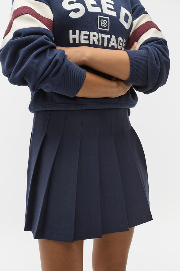 Ponte Pleat Skirt  New Navy  hi-res