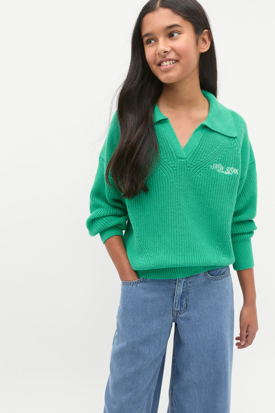 Polo Knit Sweater  Jewel Green