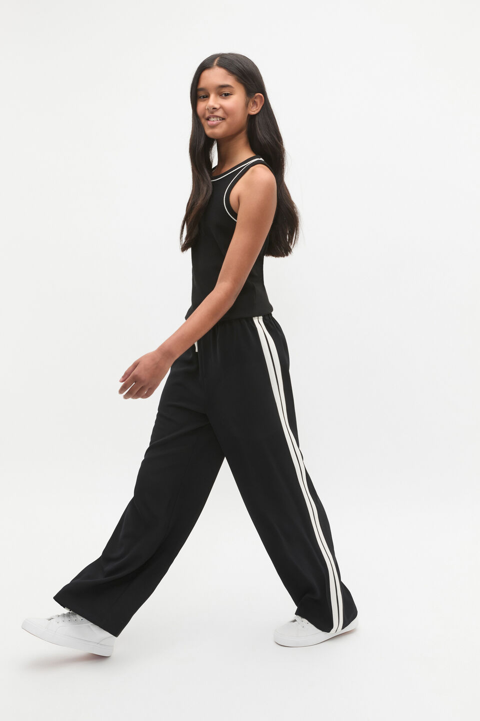 Side Stripe Twill Pant  Black