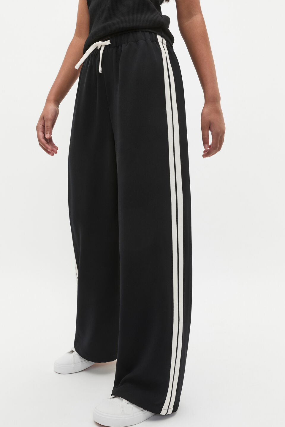 Side Stripe Twill Pant  Black