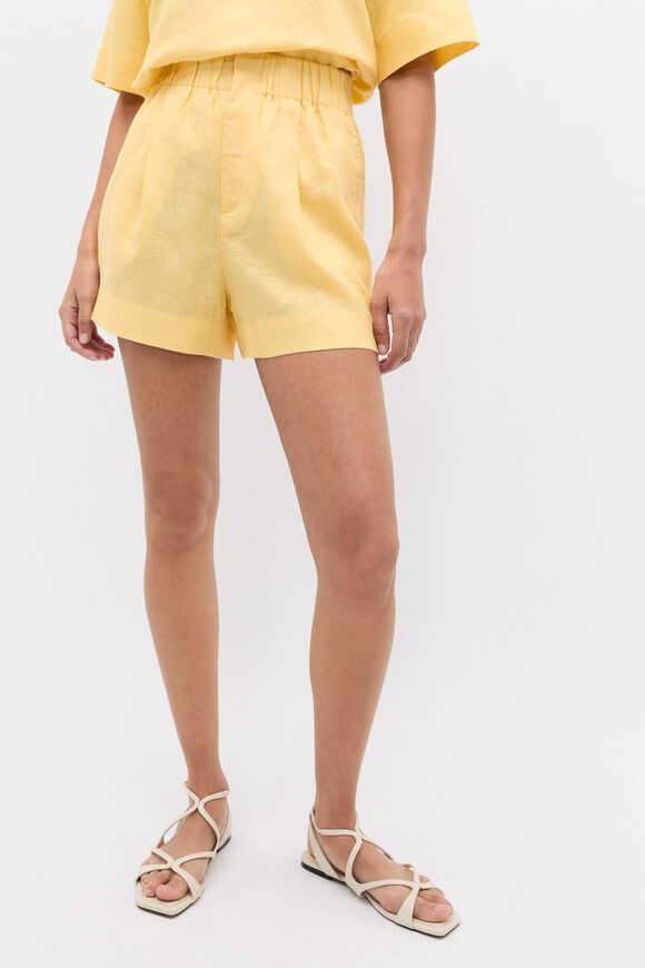 Core Linen Gathered Palazzo Short  Buttercup  hi-res