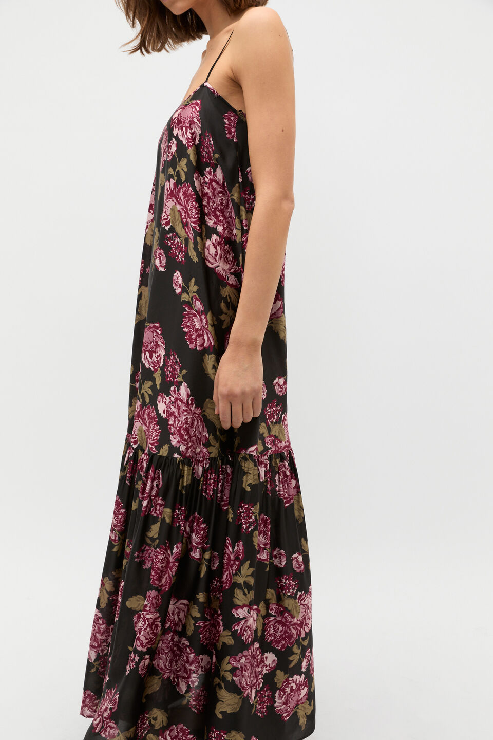 Silk Floral Midi Dress  Floral Multi