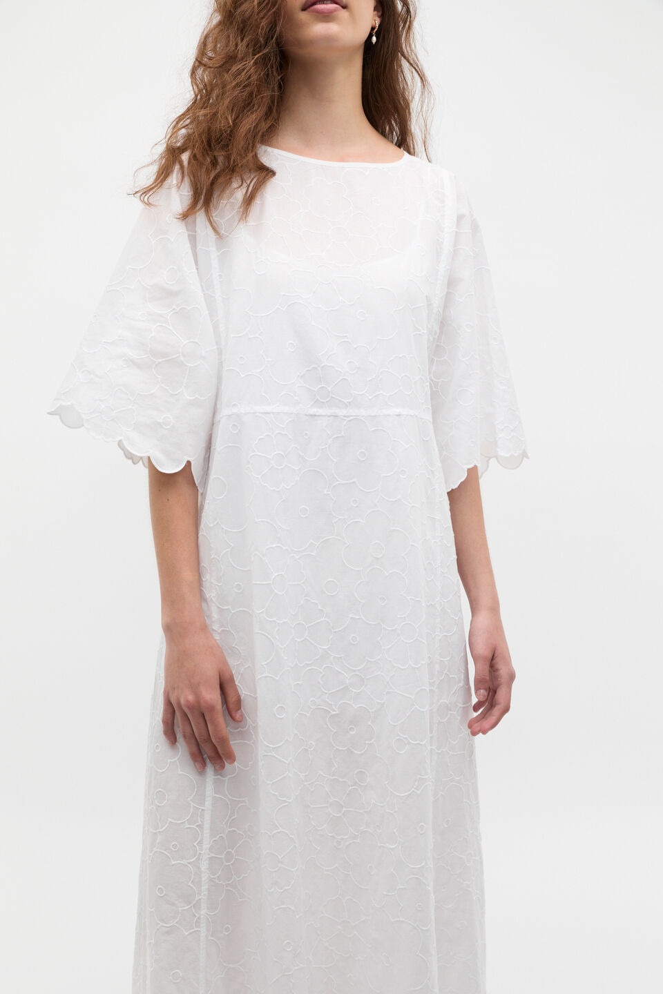 Floral Embroidered Kaftan Maxi  Whisper White