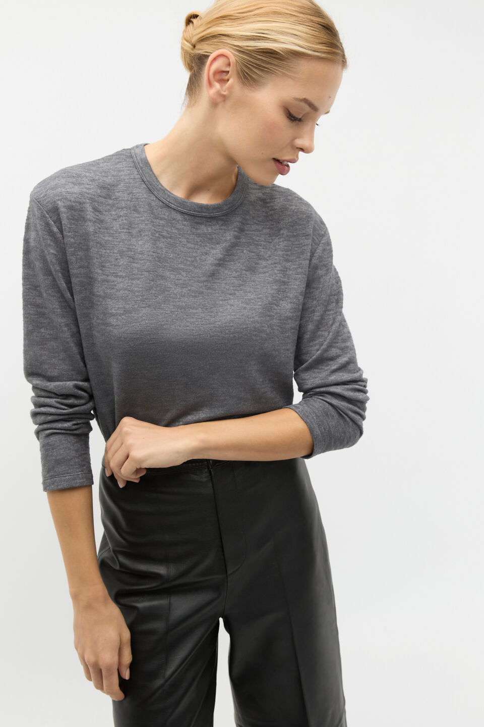 Supersoft Long Sleeve Top  Charcoal Grey Marle