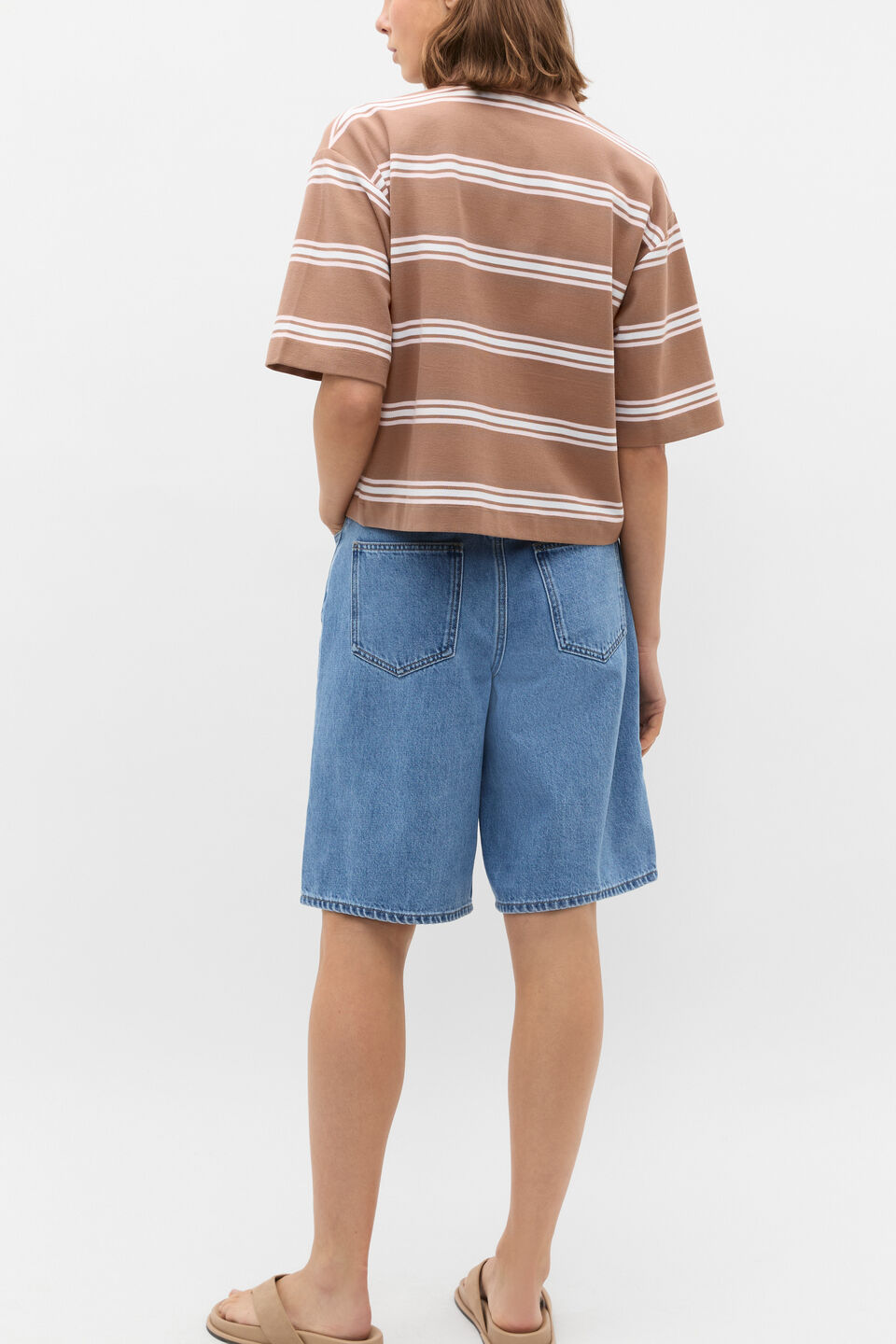 Stripe Boxy Polo  Nutmeg Stripe