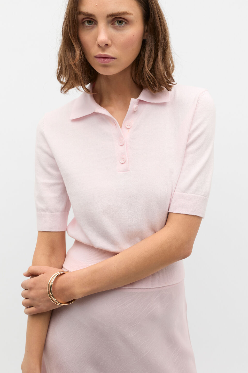 Knit Polo Top  Primrose