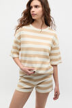 Stripe T-shirt and Short PJ Set  Ecru  hi-res