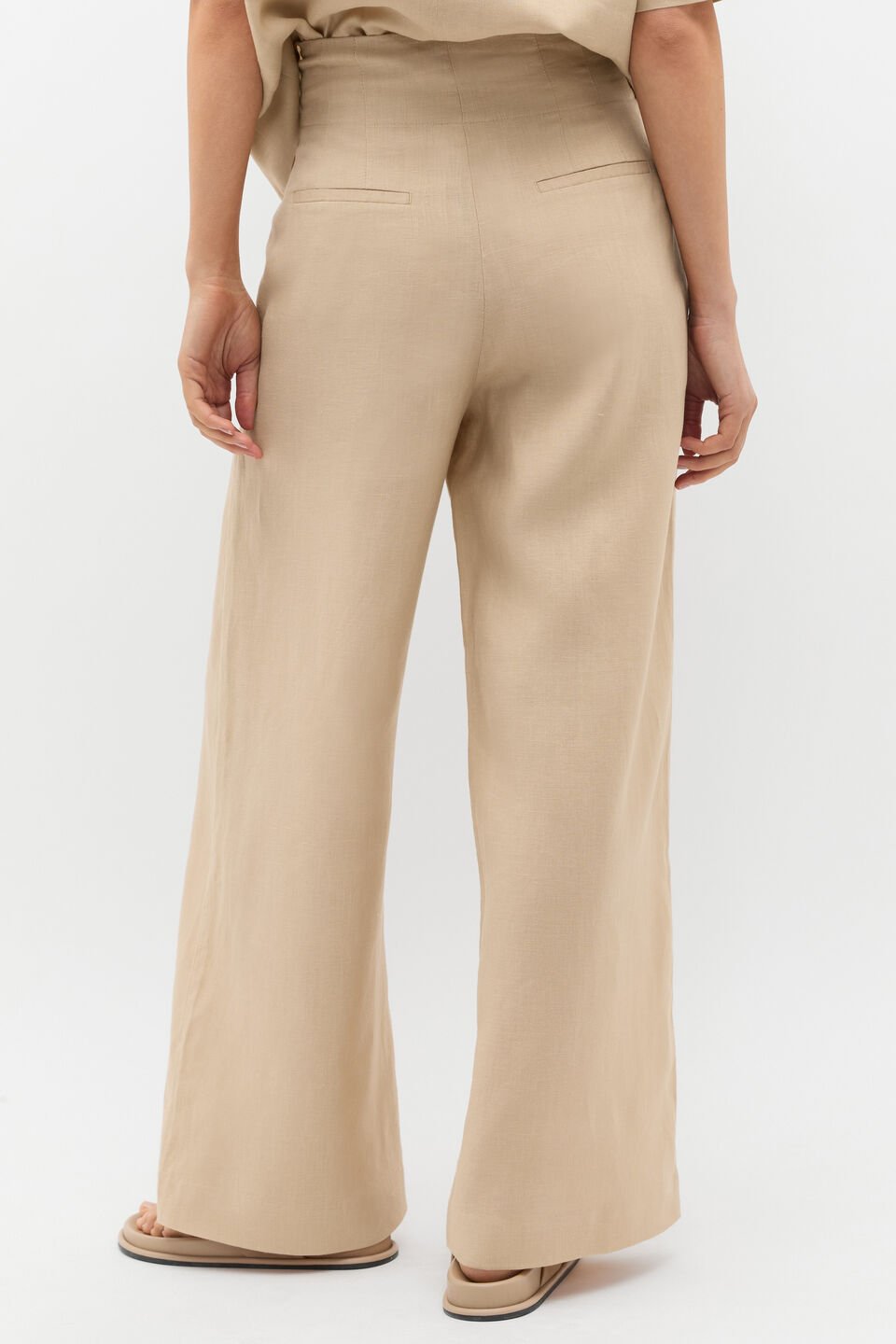 Core Linen Waisted Pant  Iced Latte