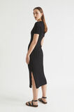 Rib Knit Twist Front Midi Dress  Black  hi-res