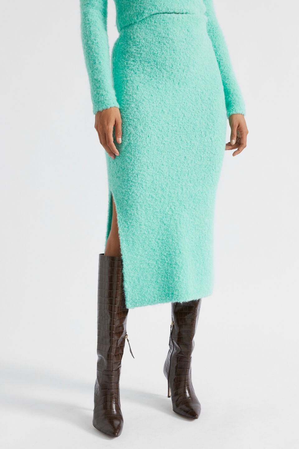 Boucle Knit Midi Skirt  Opal Marle