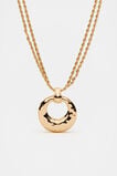 Textured Round Pendant Necklace  Gold  hi-res