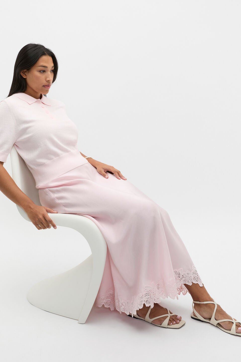 Crinkled Satin Skirt  Primrose