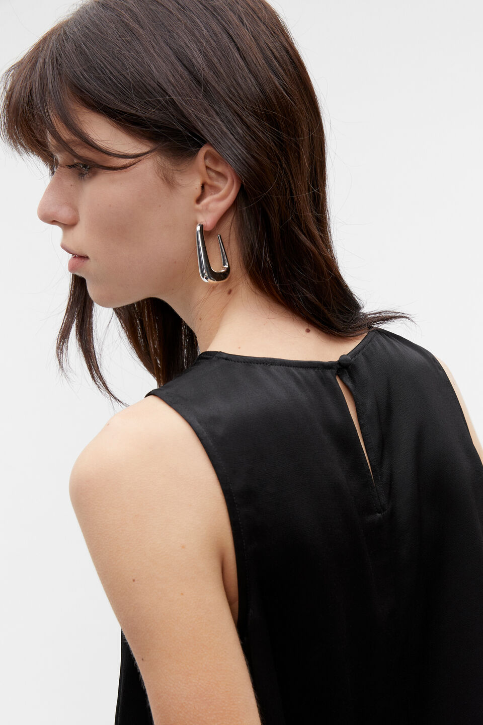 Satin Shell Top  Black