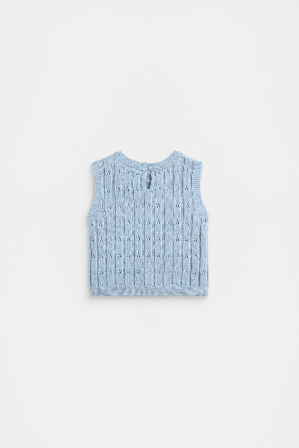 Pointelle Knit Vest  Pale Blue