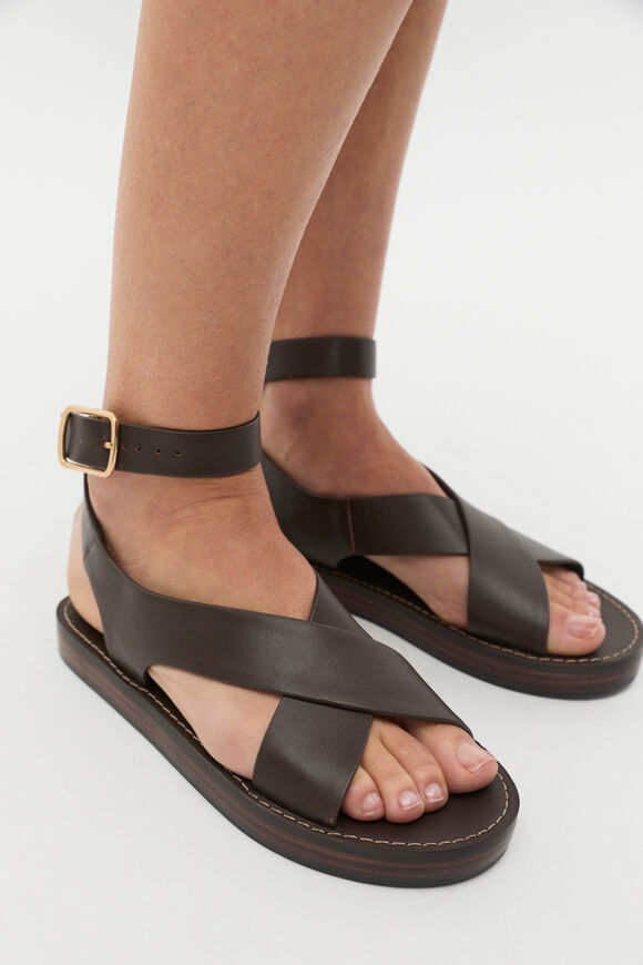 Rani Cross Strap Sandal  Chocolate  hi-res