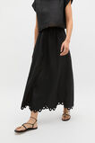 Linen Embroidered Skirt  Black  hi-res