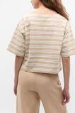 Cotton Boxy Split Hem Tee  Ecru Stripe  hi-res
