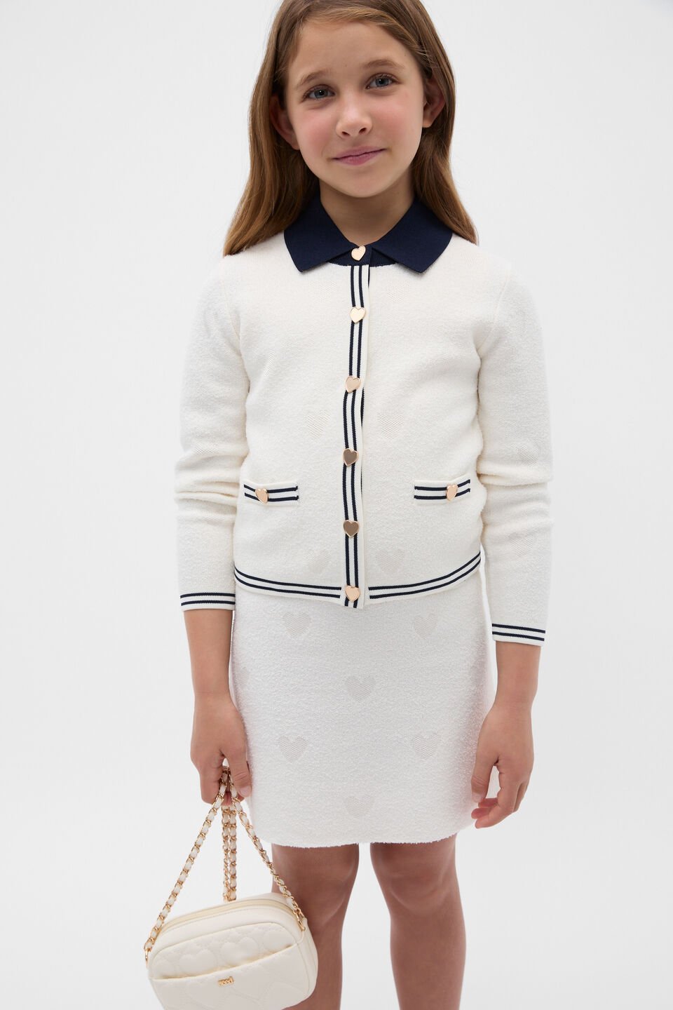 Boucle Heart Cardigan  Classic Cream