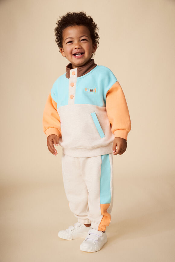 Colourblock Snap Sweat  Ocean Blue  hi-res