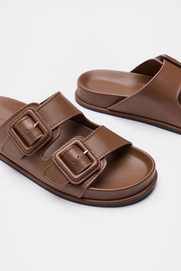 Dulci Covered Buckle Slide  Deep Tan  hi-res