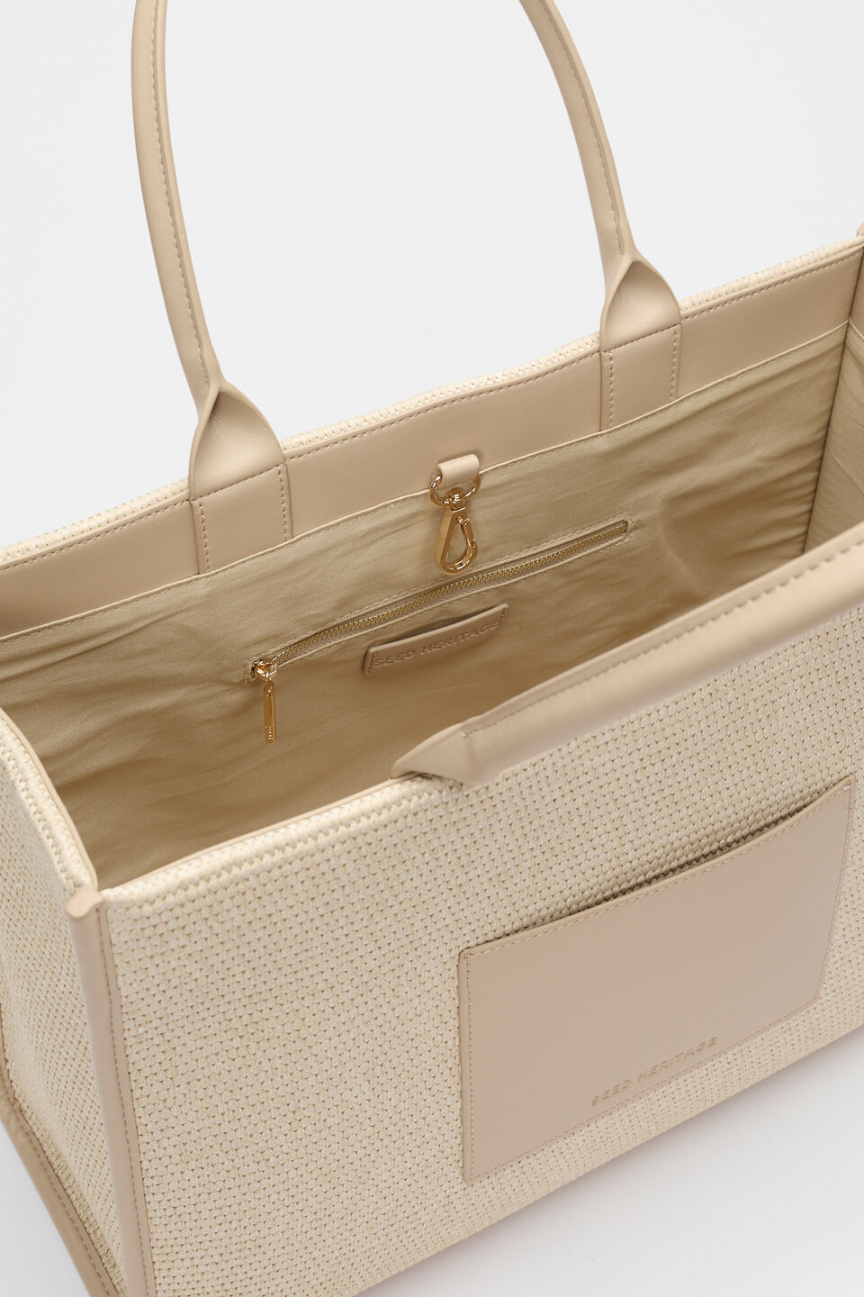 Structured Woven Tote  Iced Latte