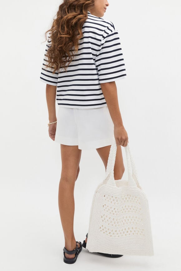 Stripe Tie Neck Polo  Twilight Blue Stripe  hi-res