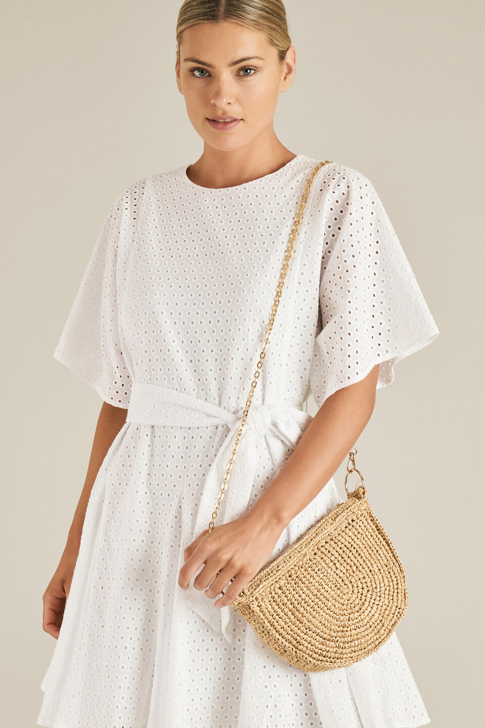 Half Moon Raffia Sling  