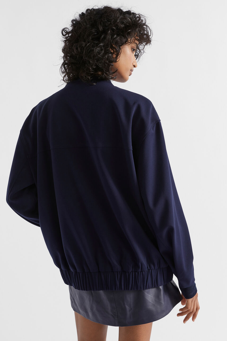 Snap Button Bomber Jacket  Midnight Sky