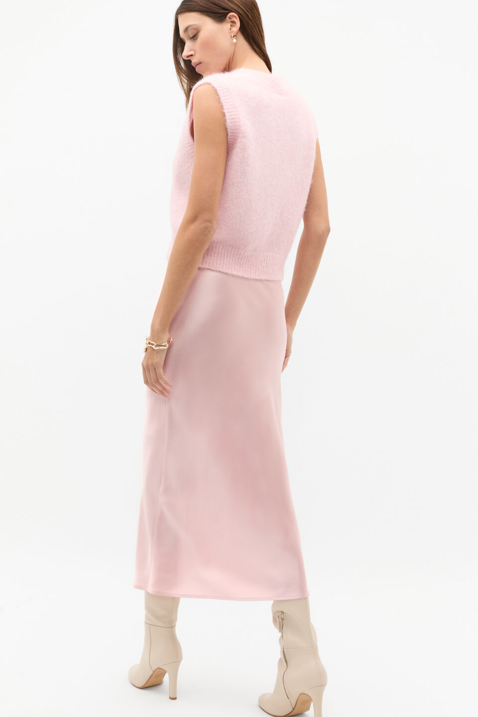 Lofty V Neck Vest  Rose Petal Marle